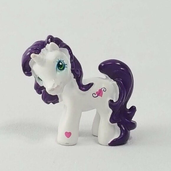 My Little Pony G3 Sweetie Belle Mini Figure 1.5" PVC White Purple Unicorn Hearts - Picture 2 of 10